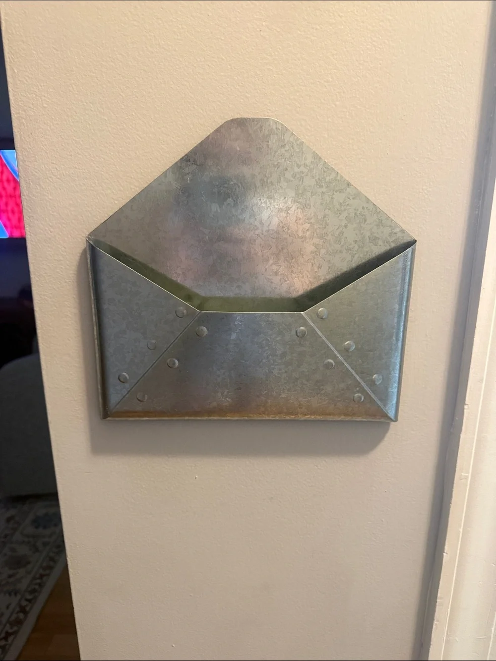 Galvanized Metal Wall Organizer Envelope - Silver